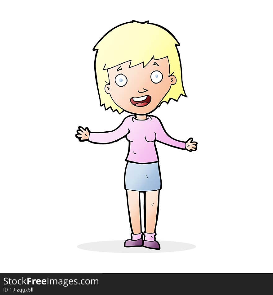 cartoon excited woman