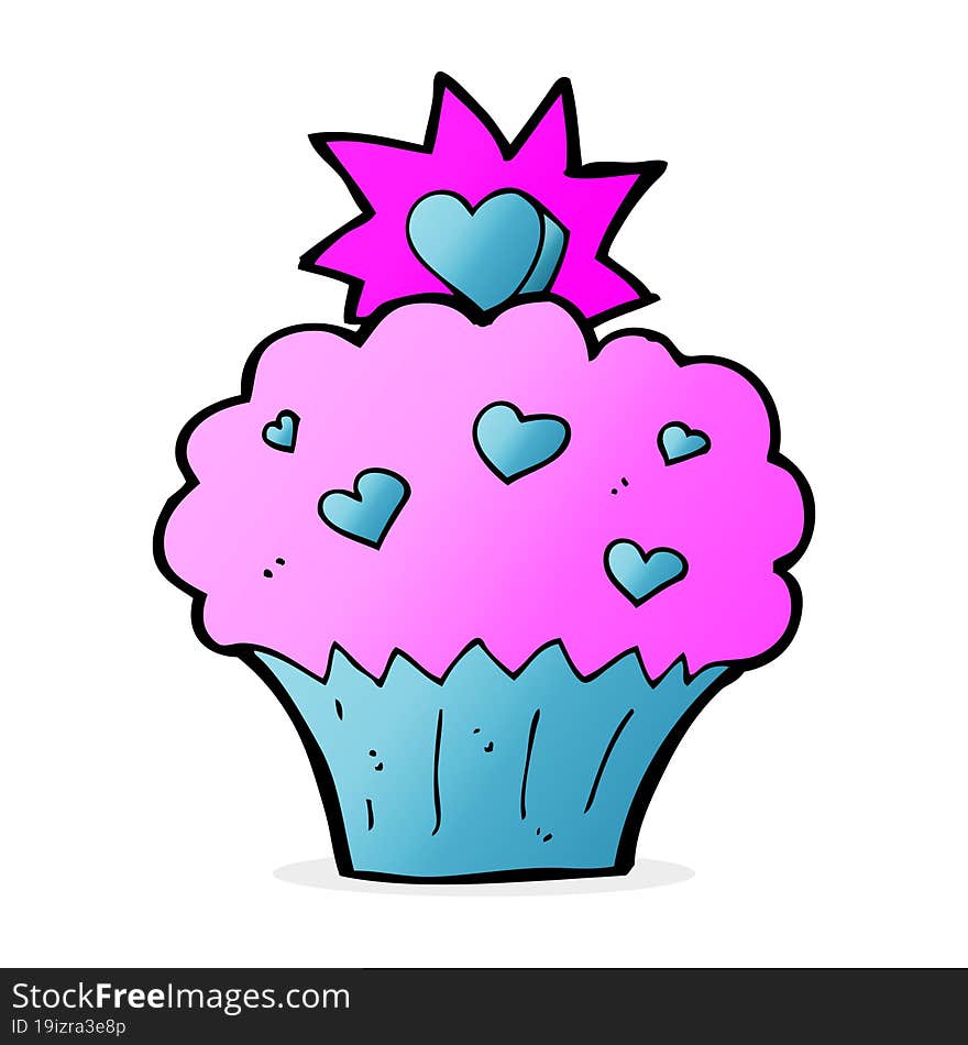 cartoon love heart cupcake