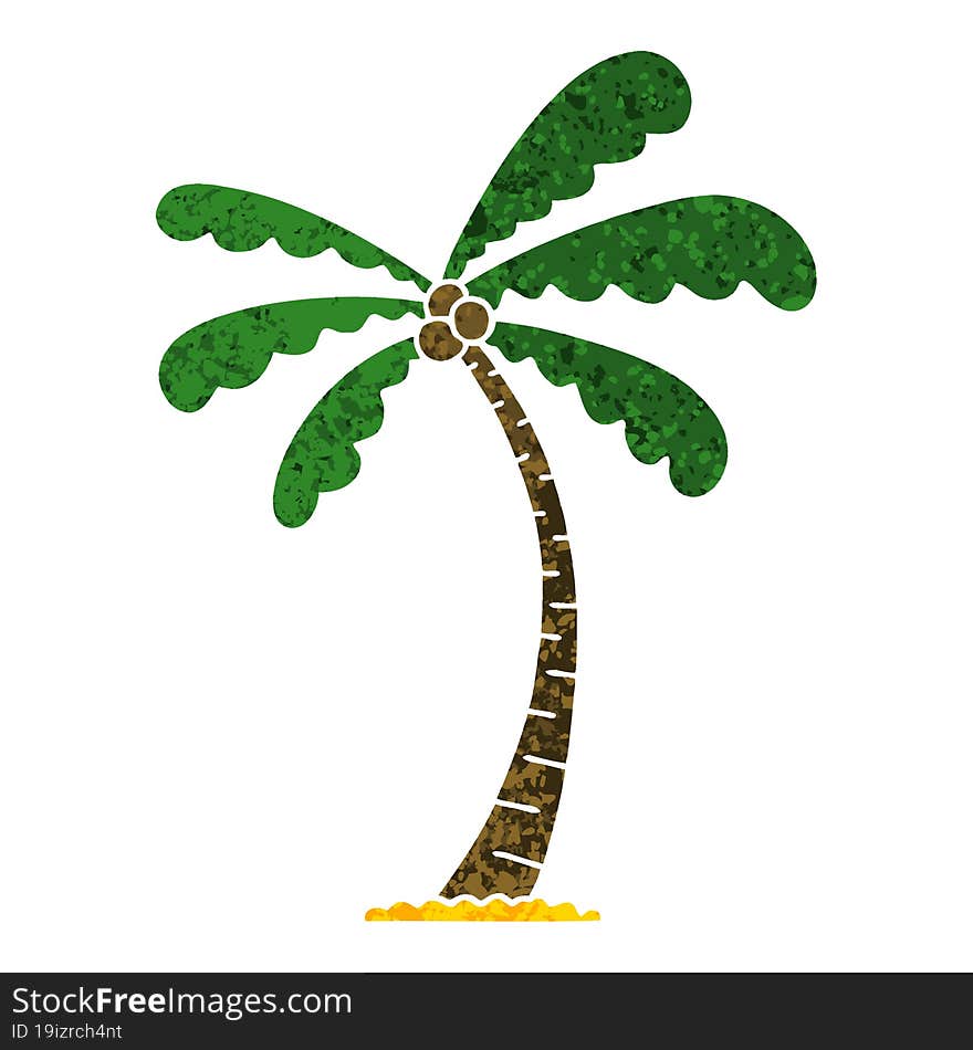 quirky retro illustration style cartoon palm tree