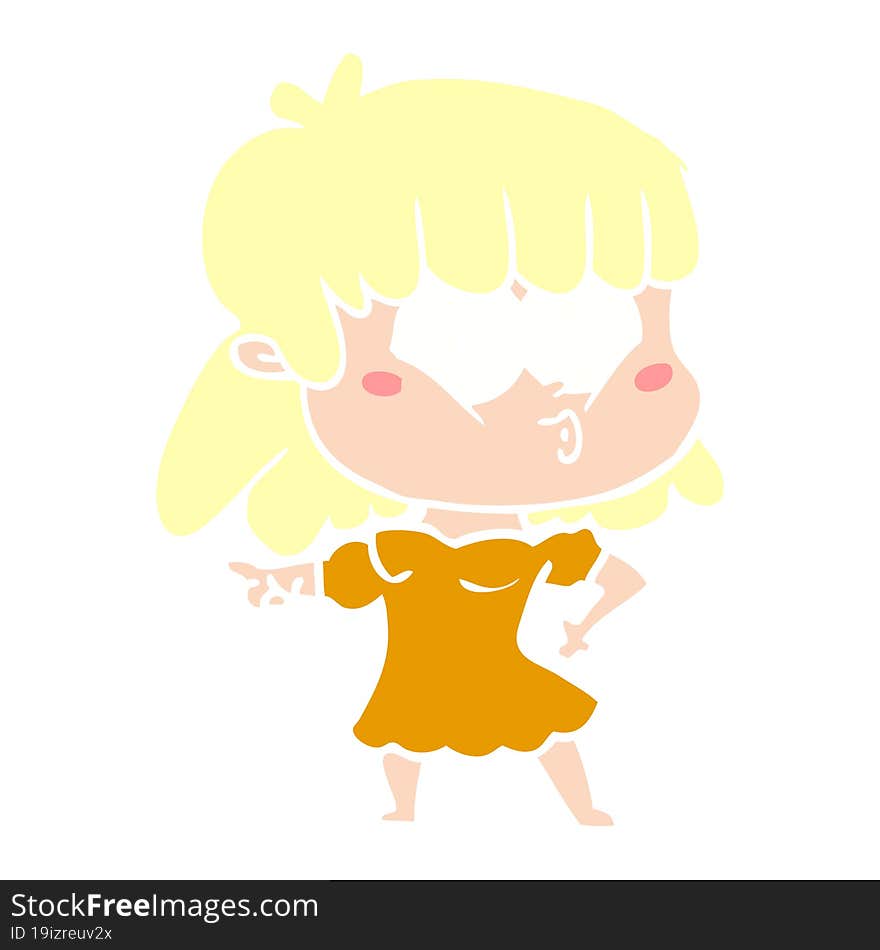 flat color style cartoon whistling girl