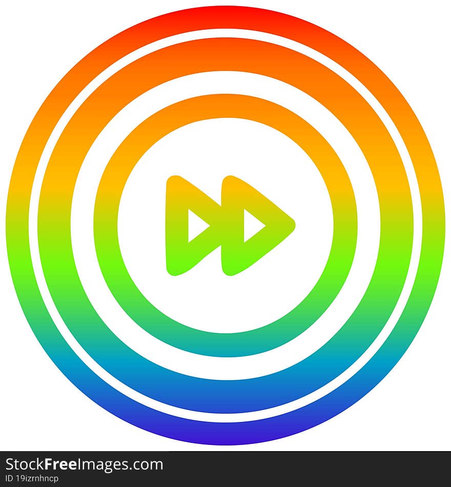 fast forward circular icon with rainbow gradient finish. fast forward circular icon with rainbow gradient finish