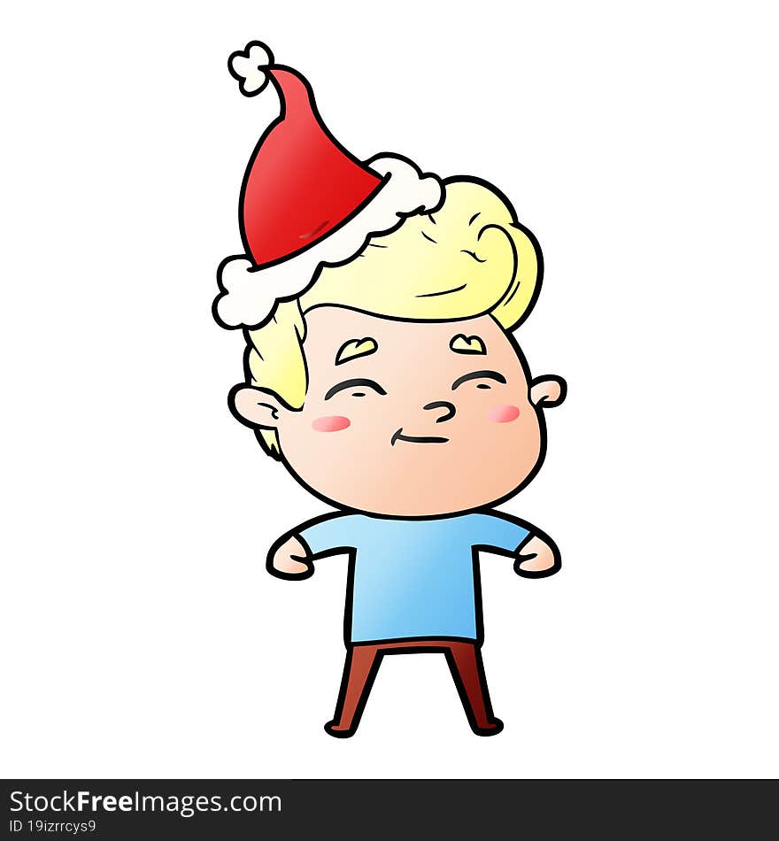 happy gradient cartoon of a man wearing santa hat