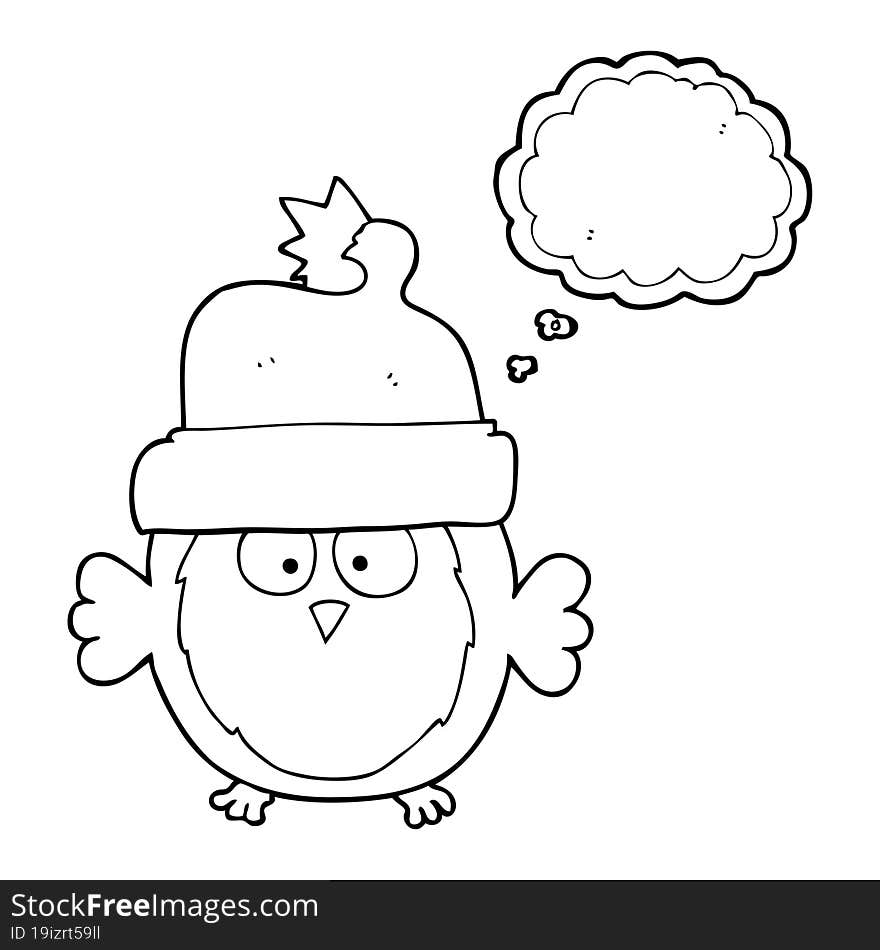 thought bubble cartoon owl wearing christmas hat