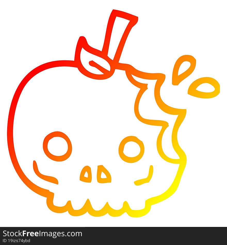 warm gradient line drawing of a cartoon red poison apple