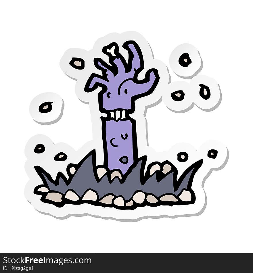 sticker of a cartoon zombie arm