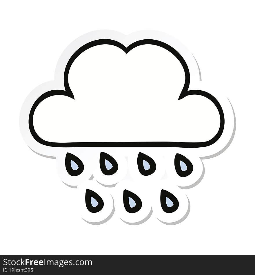 Sticker Of A Cute Cartoon Rain Cloud