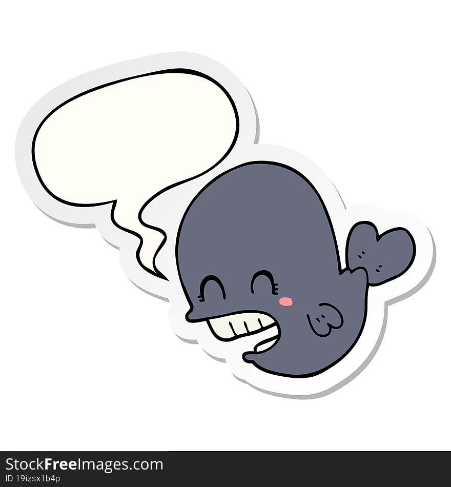 cartoon whale with speech bubble sticker. cartoon whale with speech bubble sticker