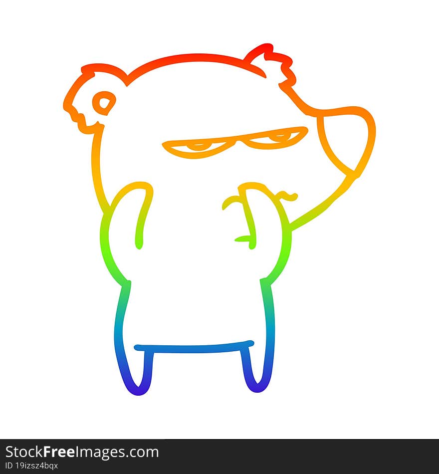 Rainbow Gradient Line Drawing Angry Bear Polar Cartoon