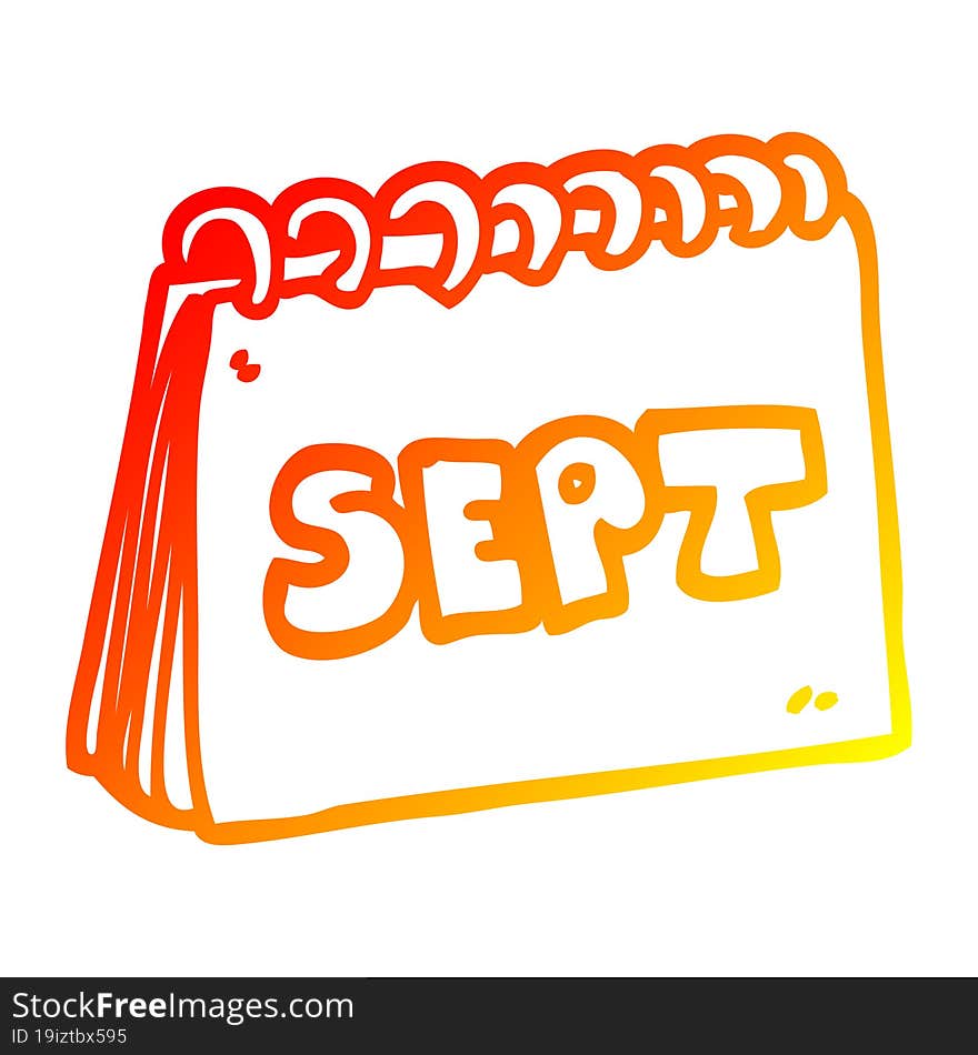 warm gradient line drawing of a cartoon calendar showing month of september