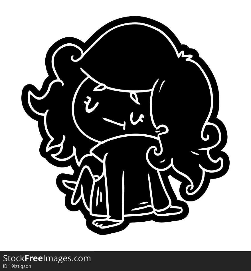 cartoon icon of a cute kawaii girl