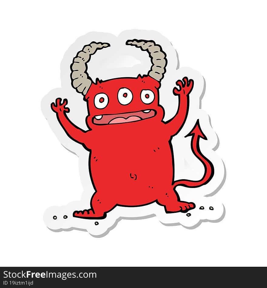 sticker of a cartoon little devil