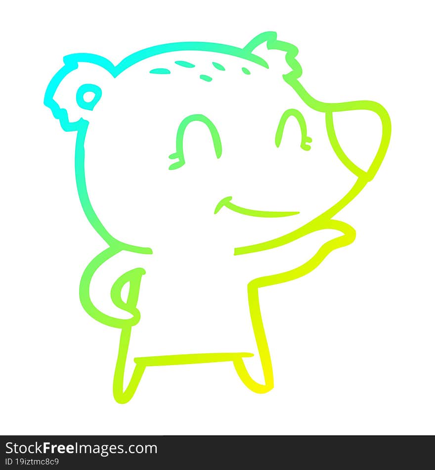 Cold Gradient Line Drawing Friendly Bear Cartoon