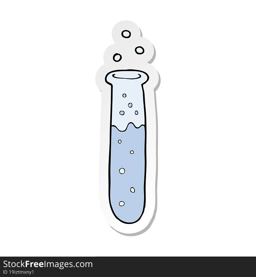 Sticker Of A Cartoon Science Test Tube