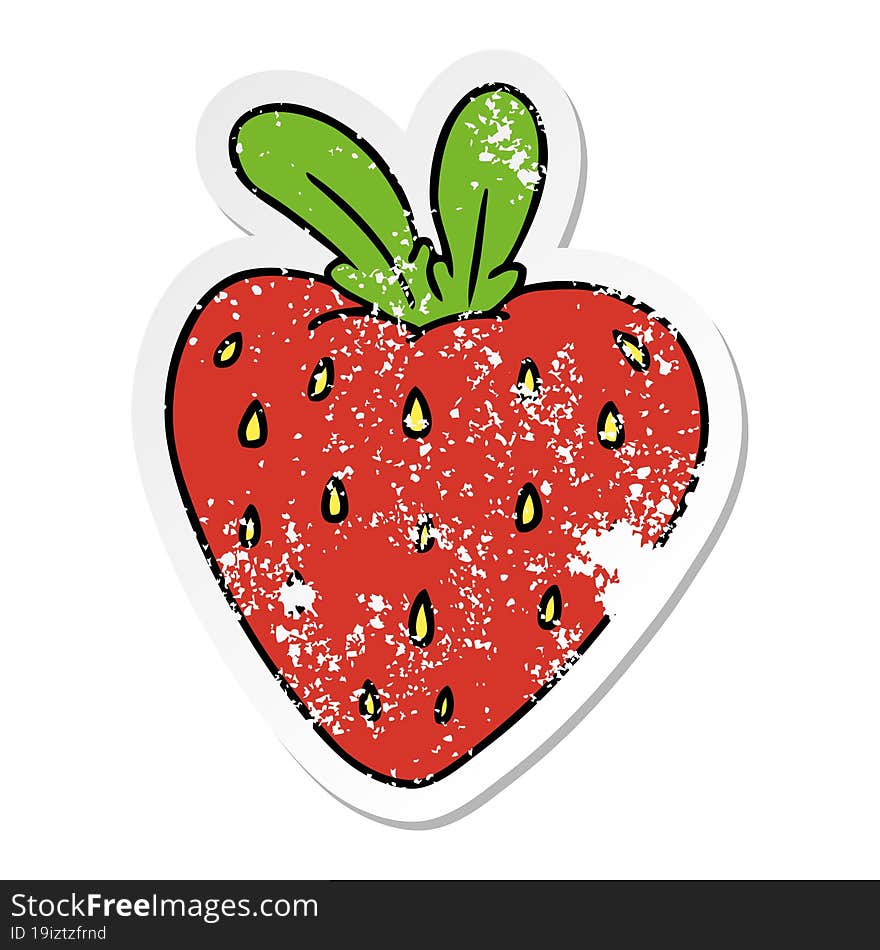 hand drawn distressed sticker cartoon doodle of a fresh strawberry