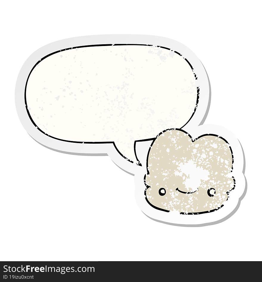 cartoon cloud and speech bubble distressed sticker