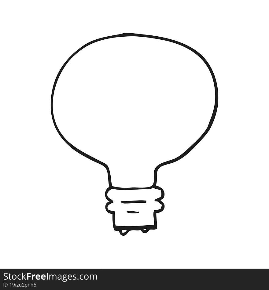 black and white cartoon light bulb