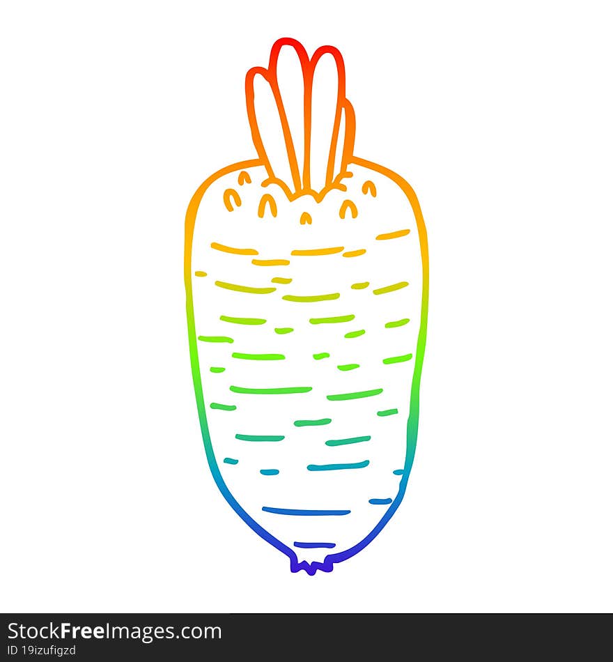 rainbow gradient line drawing of a cartoon vegetable