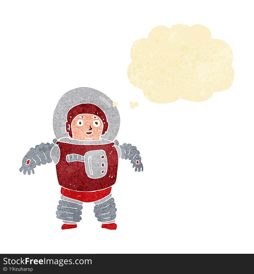 cartoon space man with thought bubble