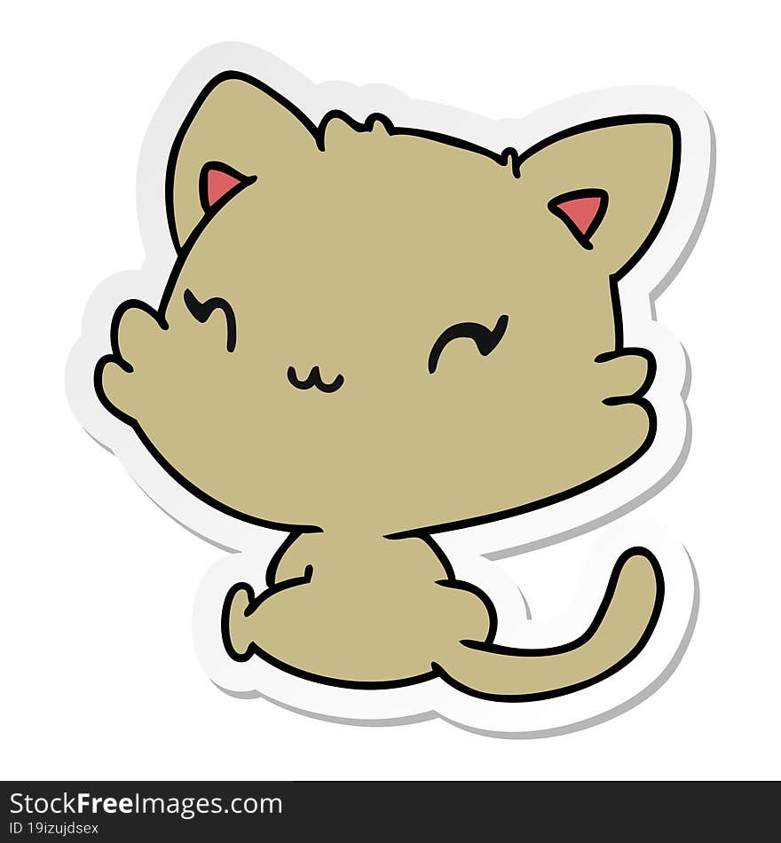 sticker cartoon illustration of cute kawaii kitten. sticker cartoon illustration of cute kawaii kitten