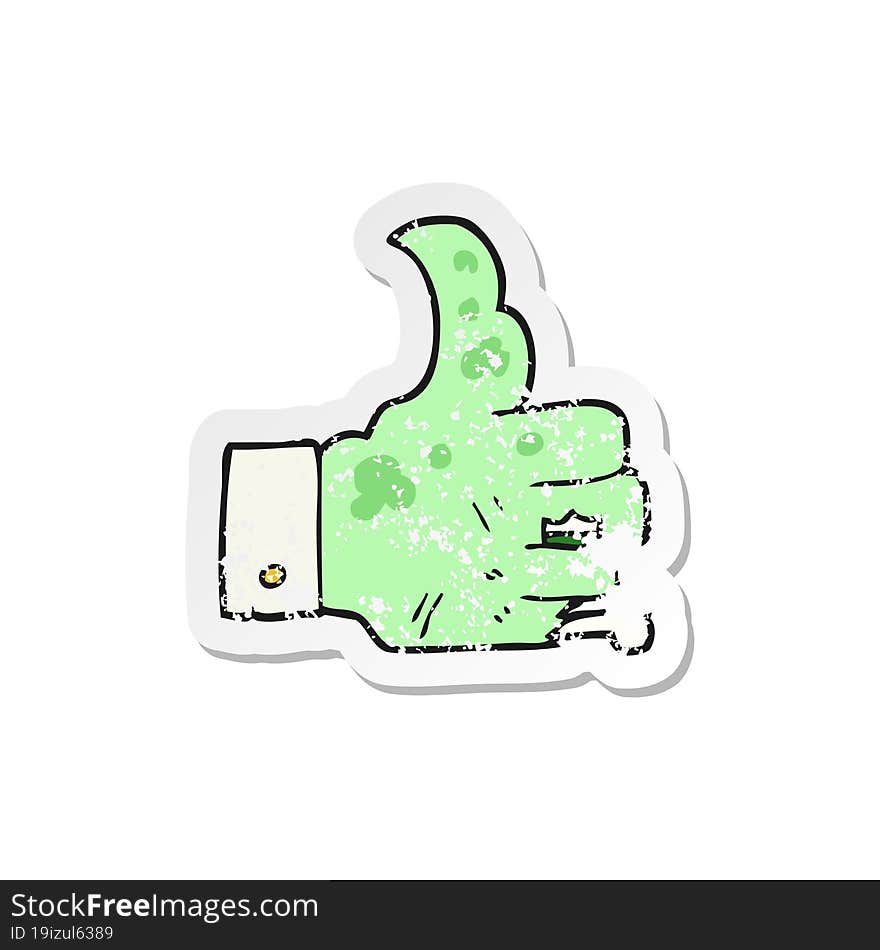 retro distressed sticker of a cartoon zombie hand