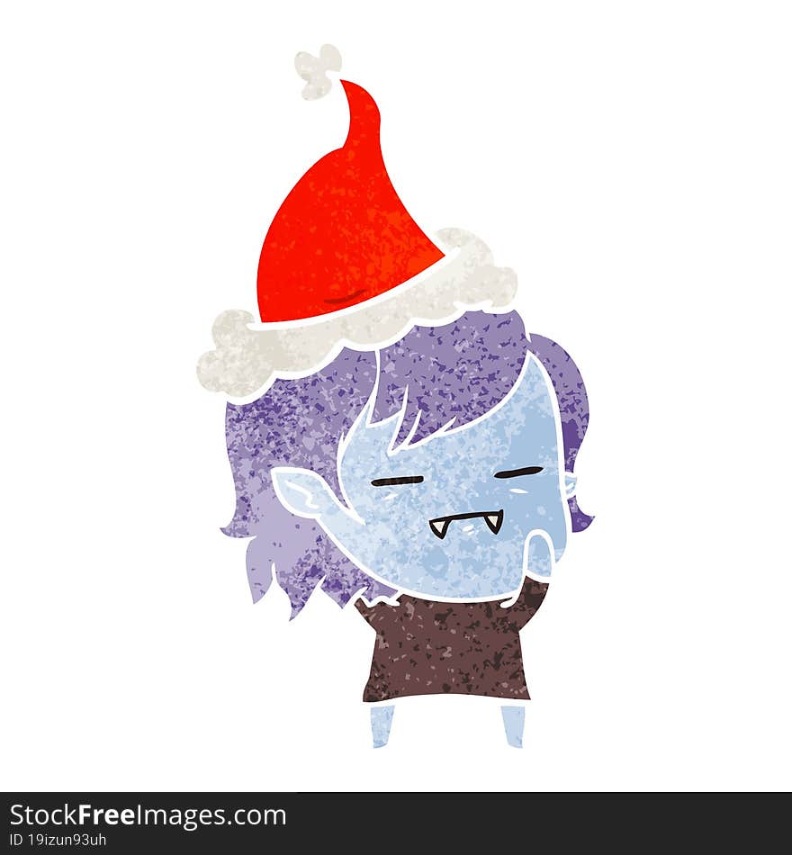 Retro Cartoon Of A Undead Vampire Girl Wearing Santa Hat