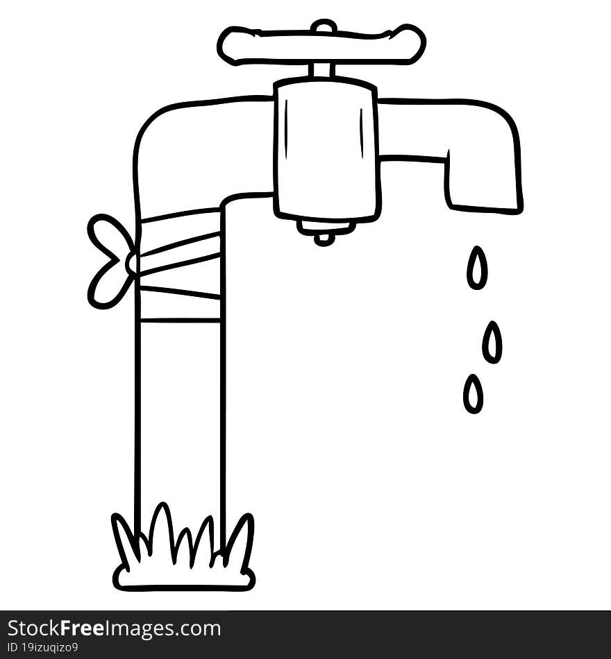 cartoon old water tap. cartoon old water tap