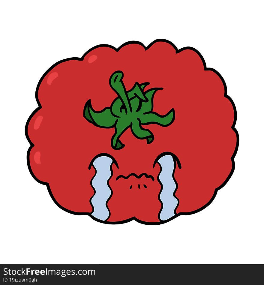 cartoon crying tomato. cartoon crying tomato