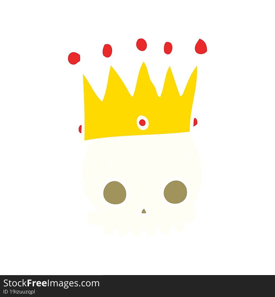 flat color style cartoon skull with crown