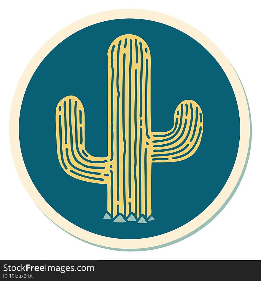 tattoo style sticker of a cactus