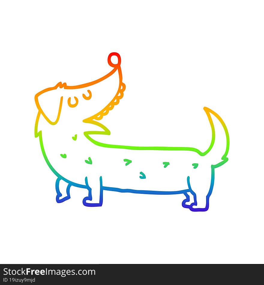 rainbow gradient line drawing of a cartoon dog