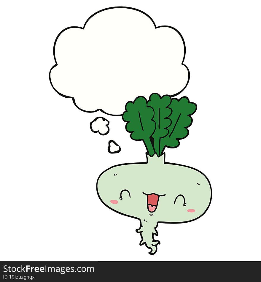 cartoon turnip with thought bubble. cartoon turnip with thought bubble