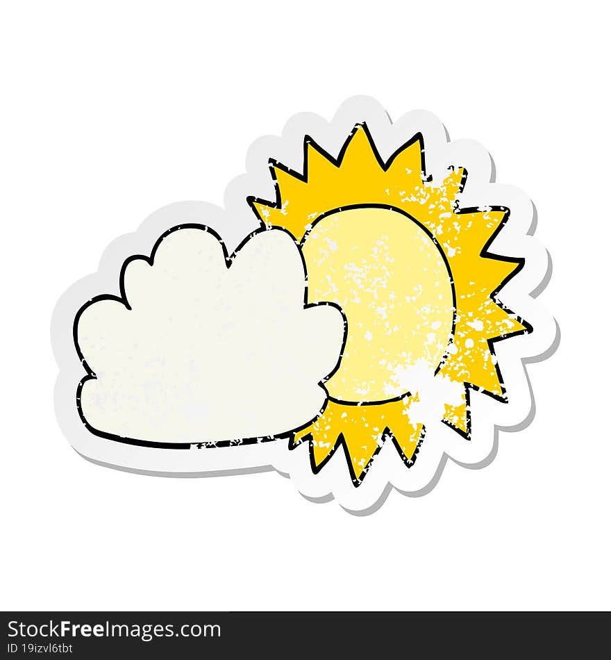 distressed sticker of a cartoon weather