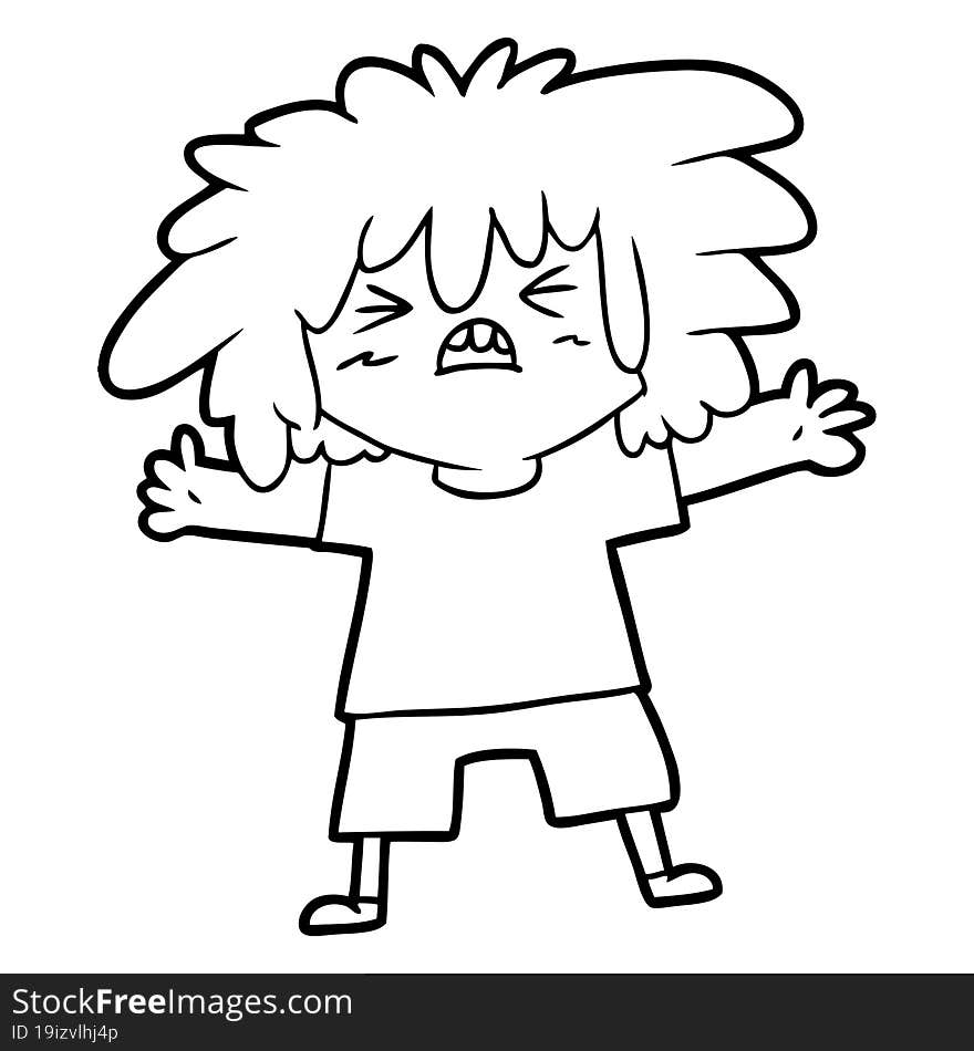 cartoon angry kid. cartoon angry kid