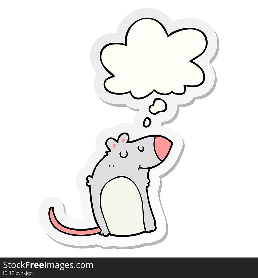 Cartoon Fat Rat And Thought Bubble As A Printed Sticker