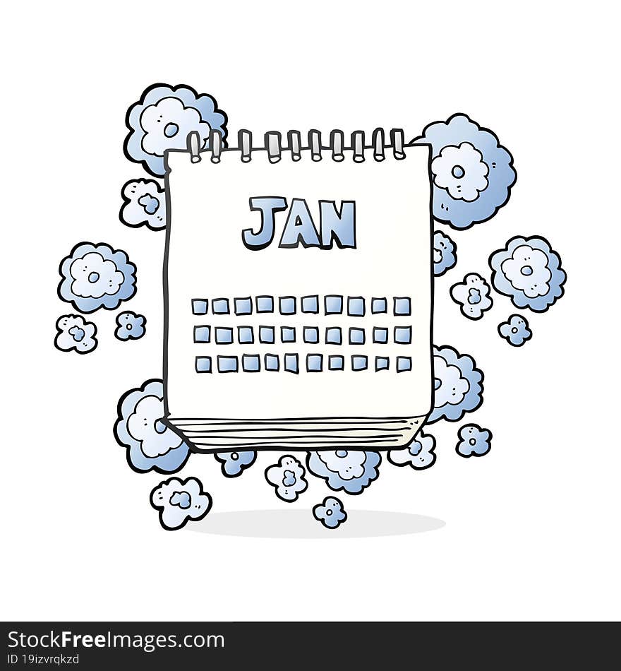 cartoon calendar showing month of january