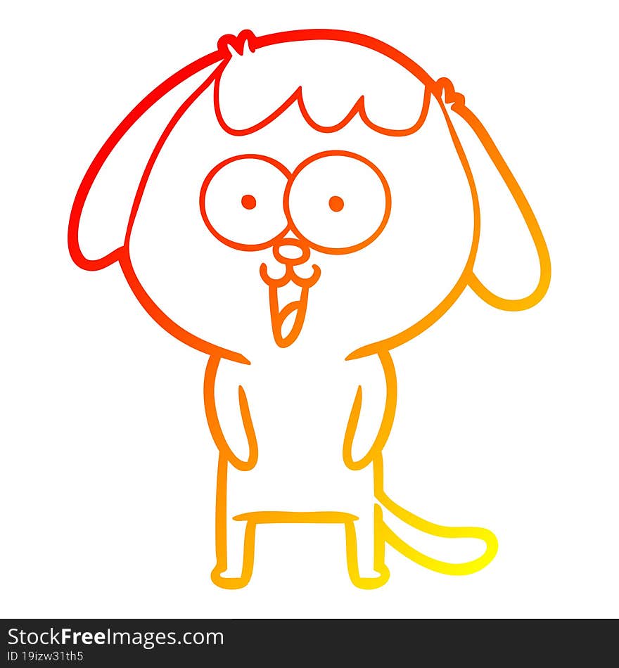 warm gradient line drawing of a cute cartoon dog