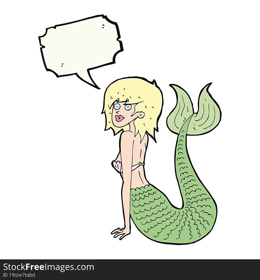 cartoon mermaid with speech bubble