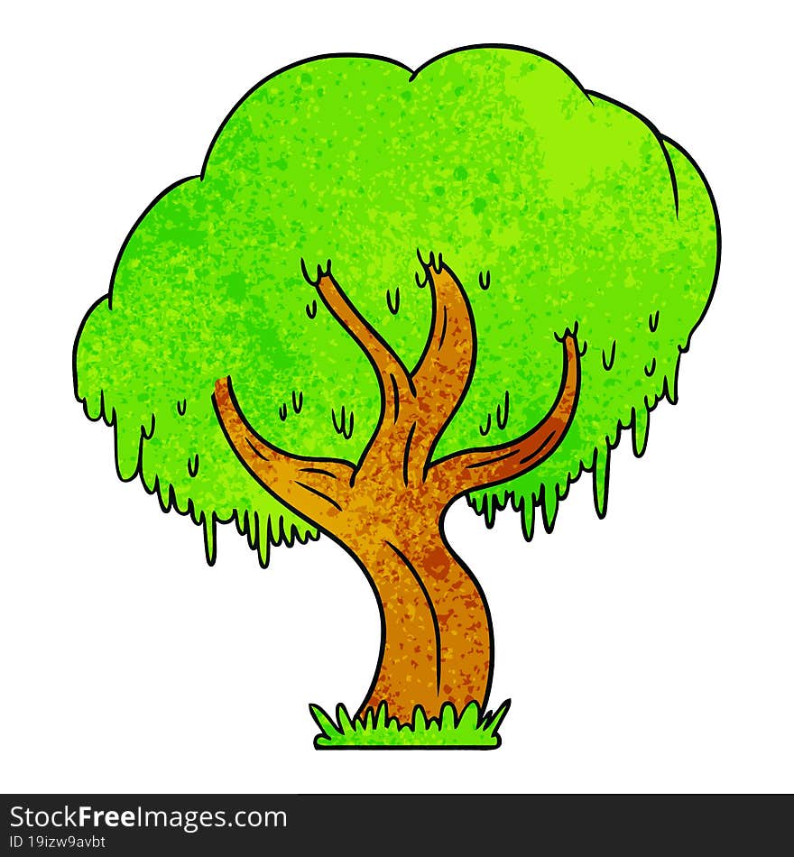 hand drawn textured cartoon doodle of a green tree