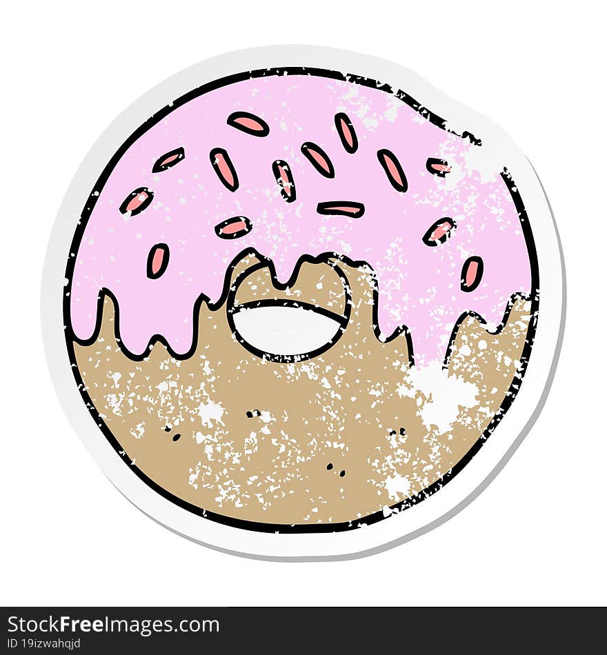 Distressed Sticker Of A Cartoon Donut