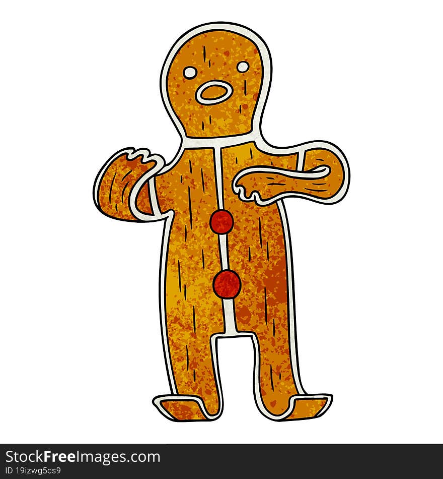 textured cartoon doodle of a gingerbread man