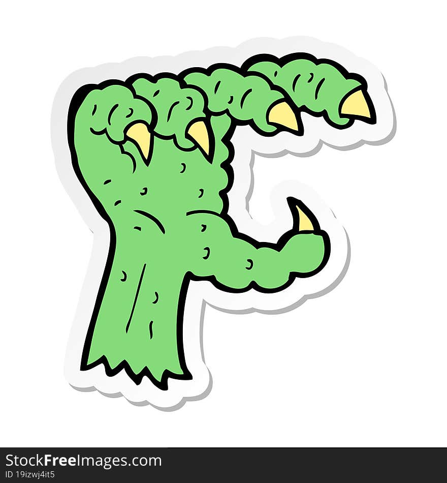 Sticker Of A Cartoon Monster Claw