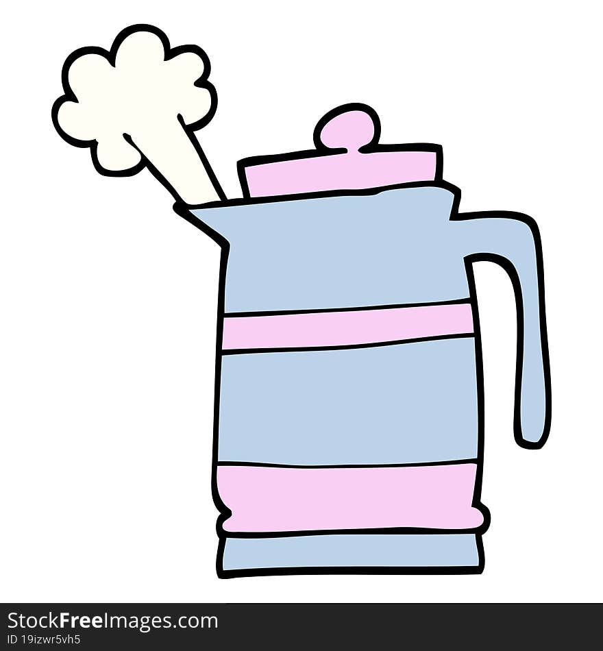 hand drawn doodle style cartoon kettle