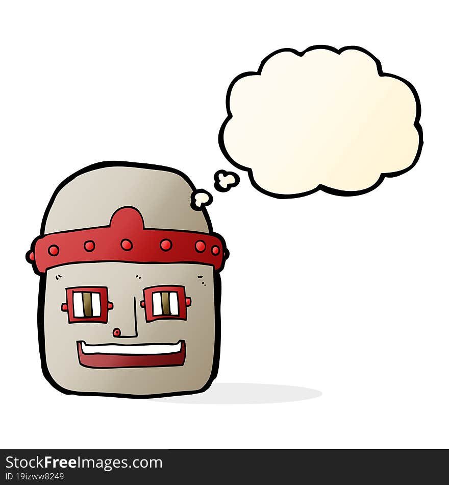 cartoon robot head with thought bubble