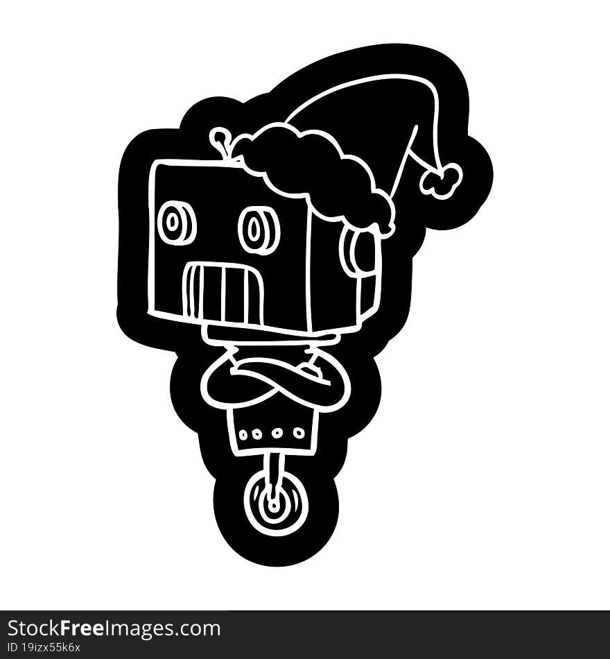 cartoon icon of a robot wearing santa hat