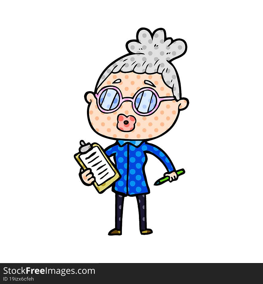 cartoon manager woman wearing spectacles. cartoon manager woman wearing spectacles