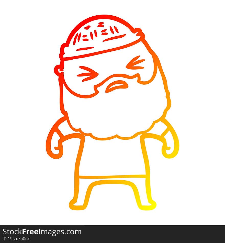 warm gradient line drawing cartoon man with beard