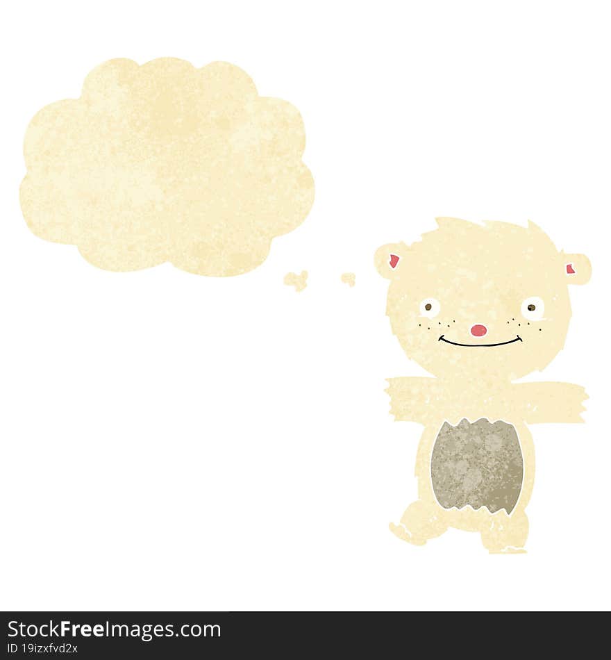 cartoon polar bear cub with thought bubble