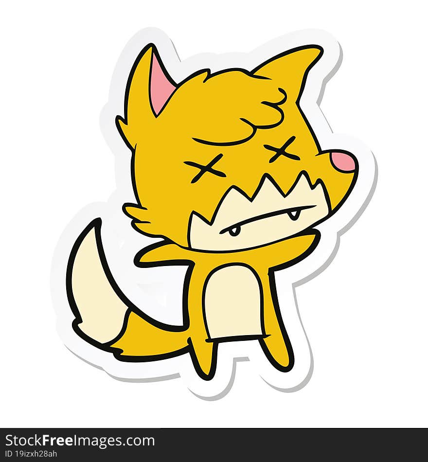 sticker of a cartoon dead fox