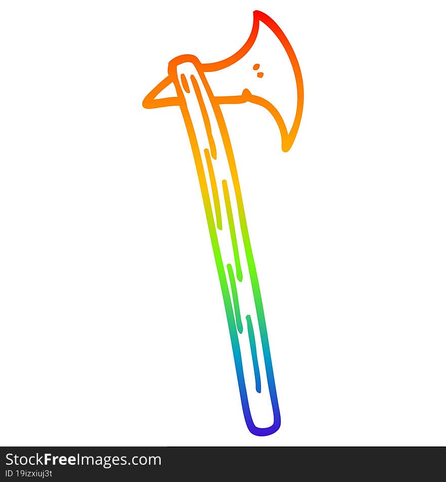 rainbow gradient line drawing cartoon long axe