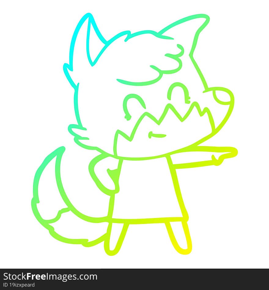 cold gradient line drawing cartoon friendly fox